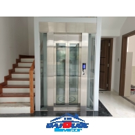 hình ảnh thang homelift lồng kính cửa mở tự động